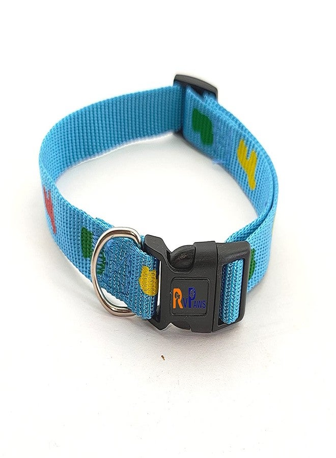 Pups&Pets Dogs Imported Nylon Printed Collar and Leash Set | Adjustable Breakaway Collar | Suitable for All Puppies Breed 15MM (Sky Blue) - Image 4